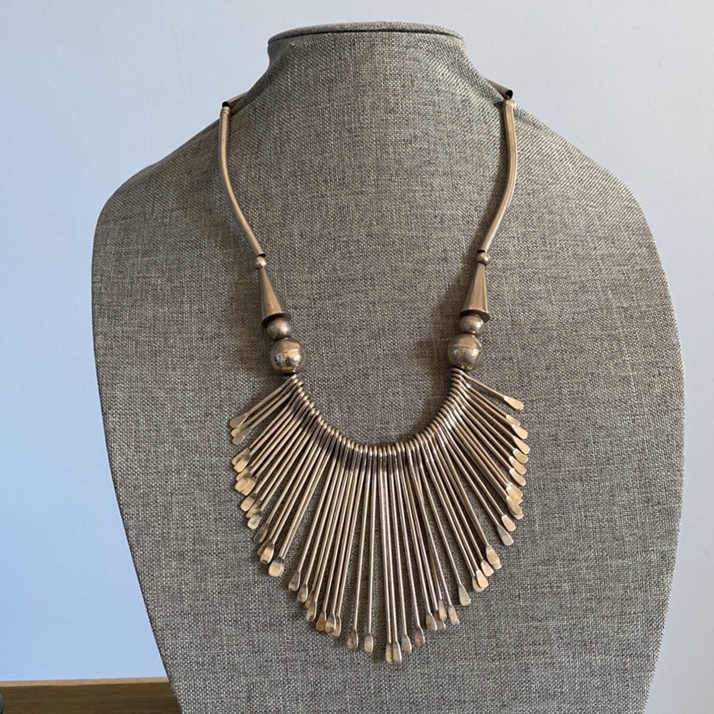 Vintage Tribal Fringe Bib Necklace
